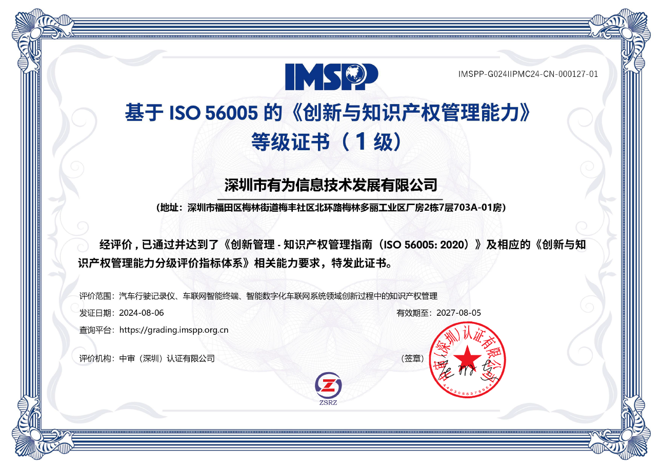 IS056005创新与知识产权管理能力等级证书(1级)